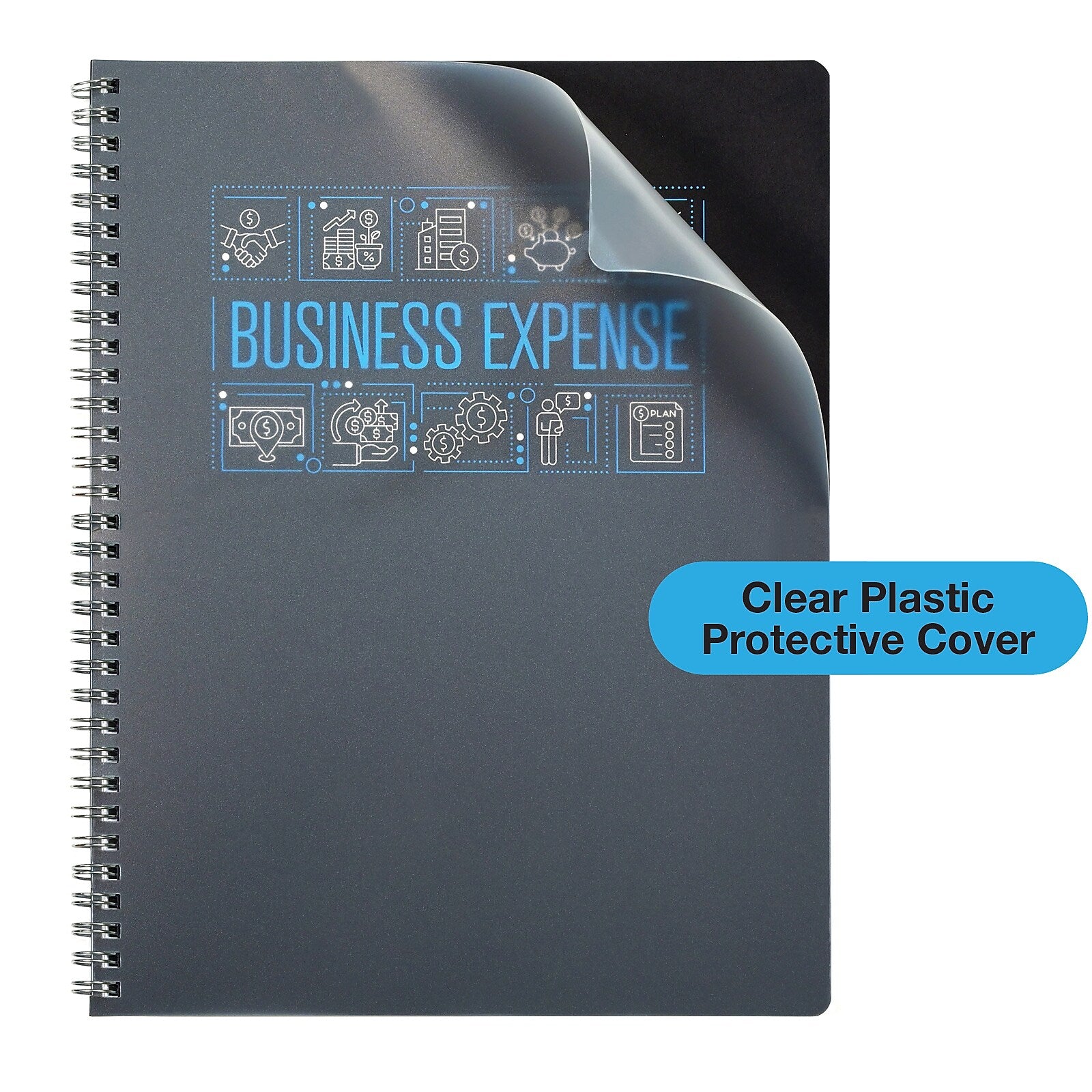 Global Printed Products Business Expense Accounting Journal, 8.5" x 11", Black/Blue, (GPP-0116)