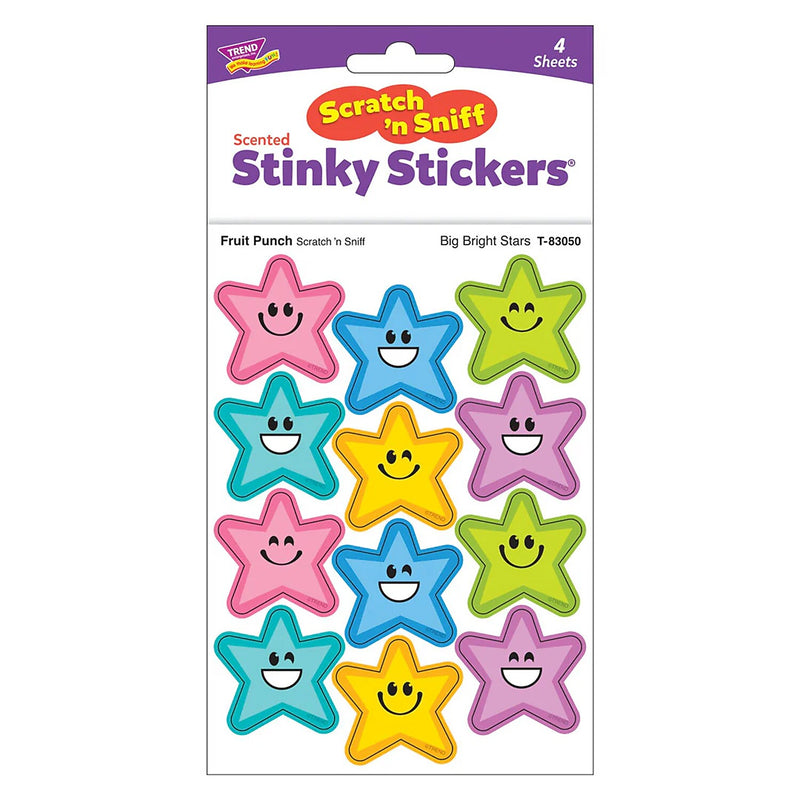 Trend Enterprises Big Bright Stars Fruit Punch Scent Scratch 'n Sniff Stinky Stickers, Multicolored, 48/Pack, 6/Packs/Bundle