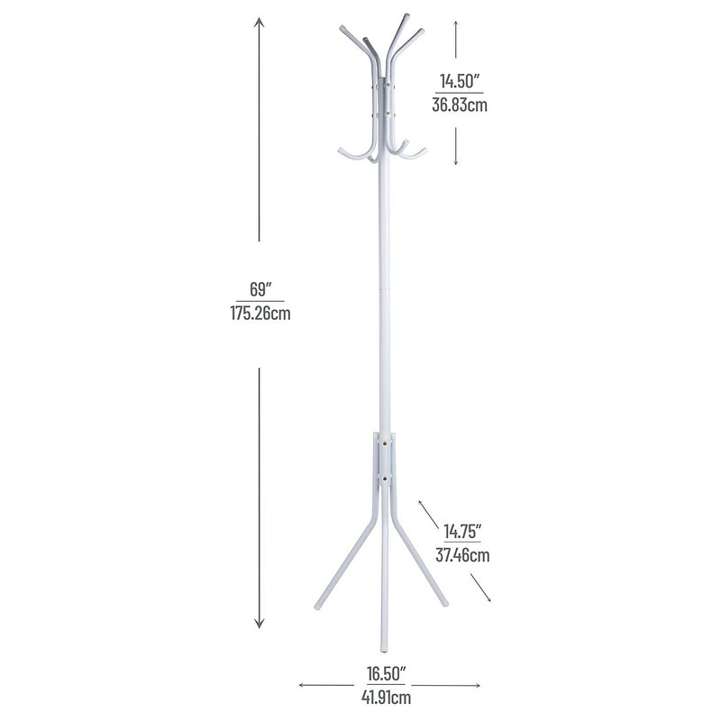 Mind Reader Freestanding Coat Rack, Multi-Hook Organizer, White, Metal (CRACK11-WHT)