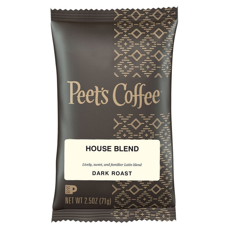 Peet's Coffee House Blend Ground Coffee, Dark Roast, 2.5 oz., 18/Box (PCEHOUP25)