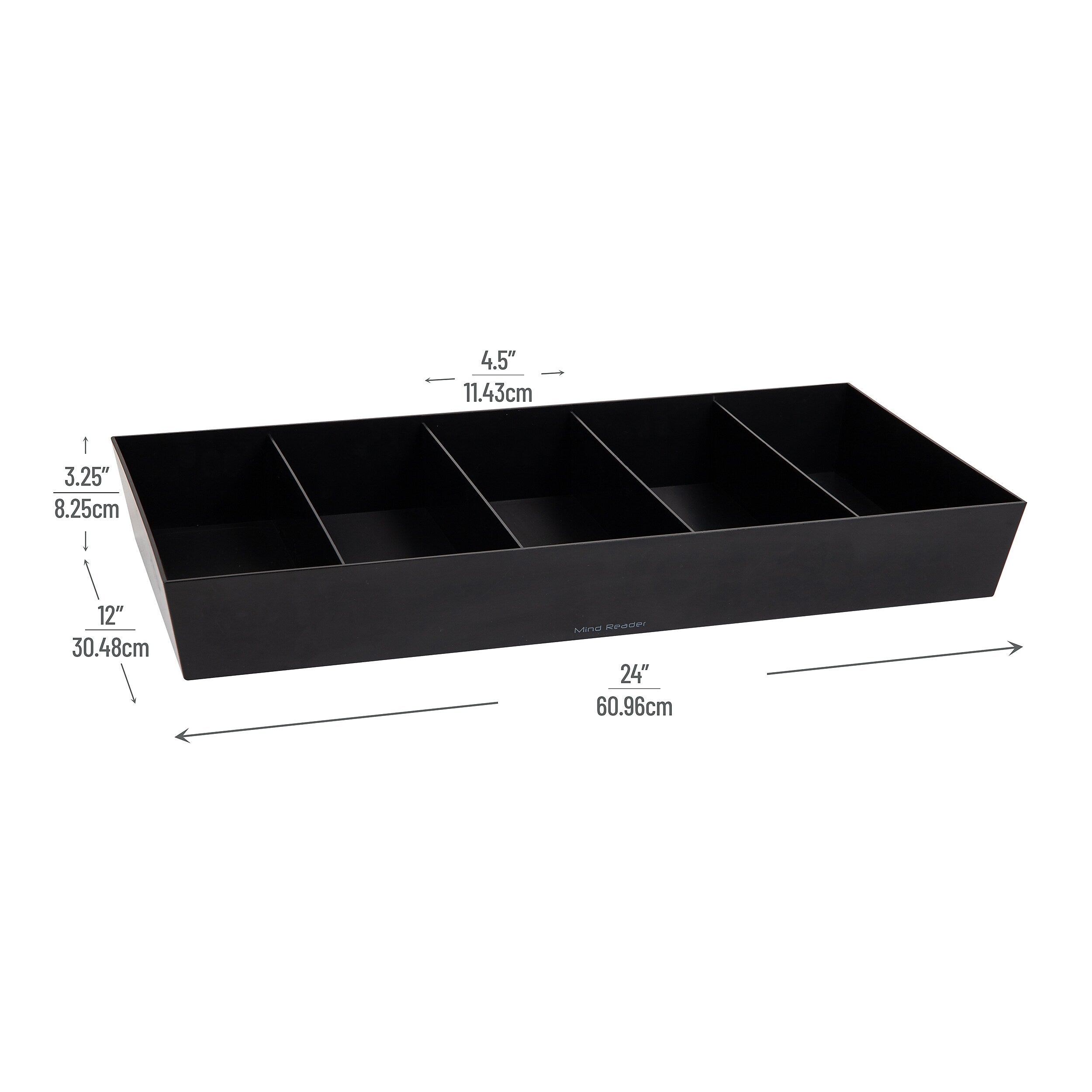 Mind Reader Plastic Snack Tray Countertop Organizer Condiment Holder, Black (SNACKORGT-BLK)