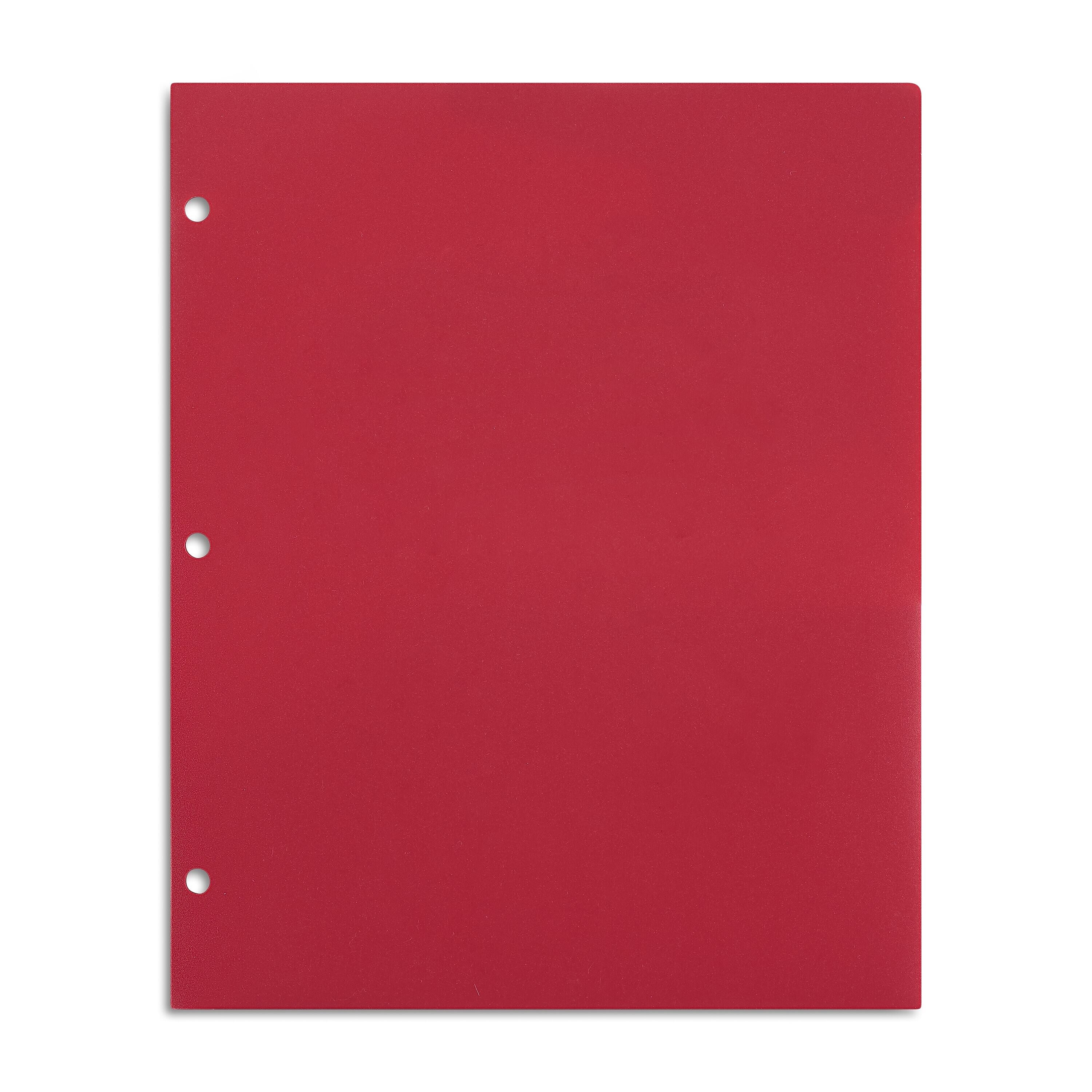 Staples 3-Hole Punched 2-Pocket Plastic Portfolio Folder, Red (ST52803-CC)