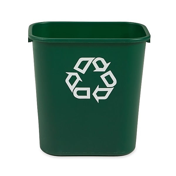Rubbermaid Resin Indoor/Outdoor Recycling Bin, 7 Gallon, Green (FG295606GRN)