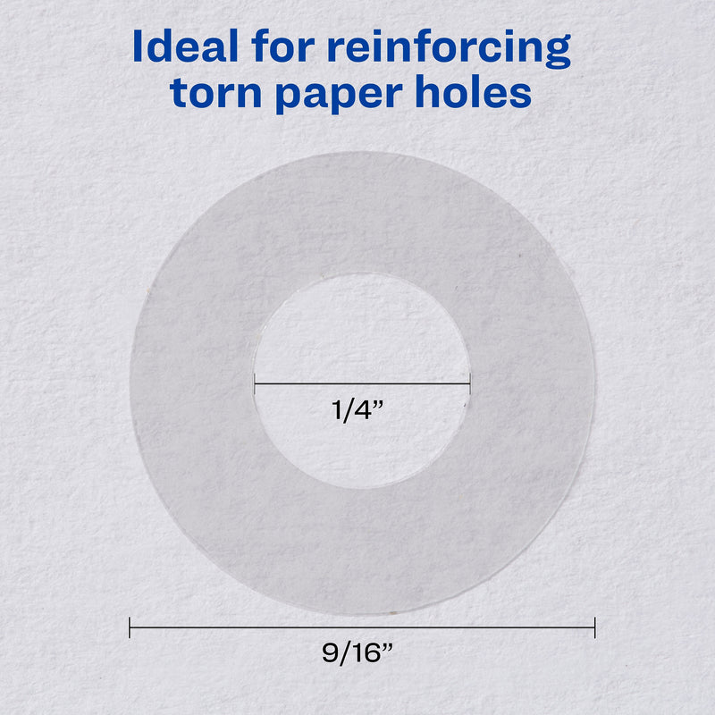 Avery Self-Adhesive Plastic Reinforcement Labels, 1/4" Diameter, Glossy Clear, 200/Pack (13966/5721)