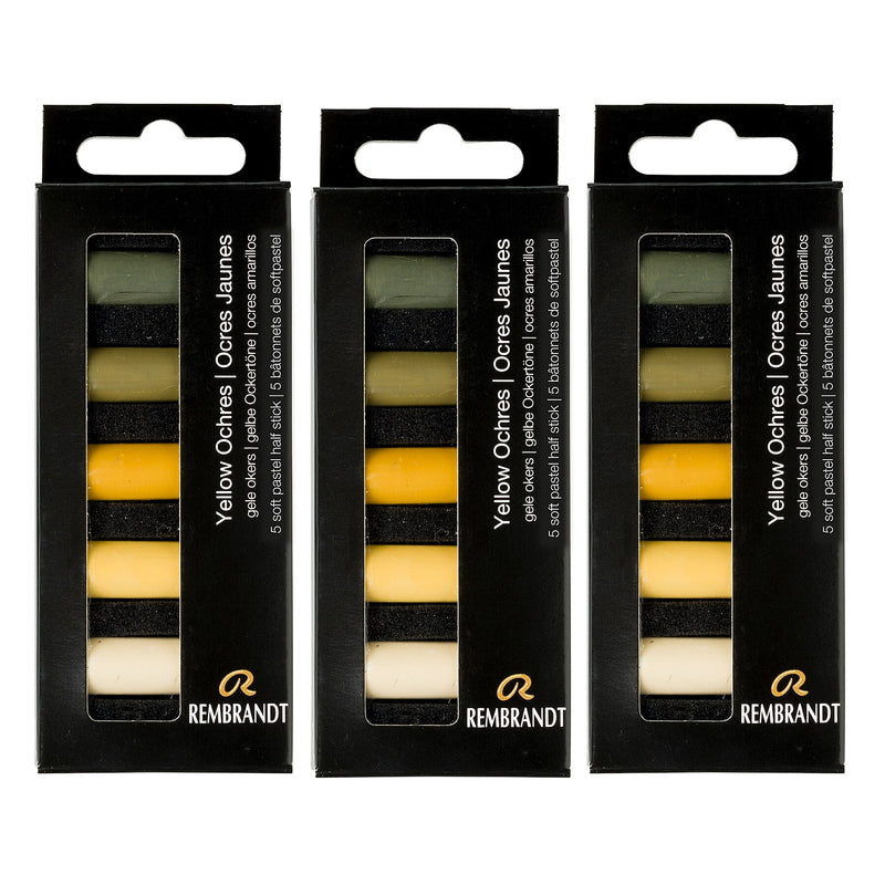 Rembrandt Soft Pastels Micro Sets, Yellow Ochres, 5/Set, 3 Sets/Bundle (RBX31820511-3)