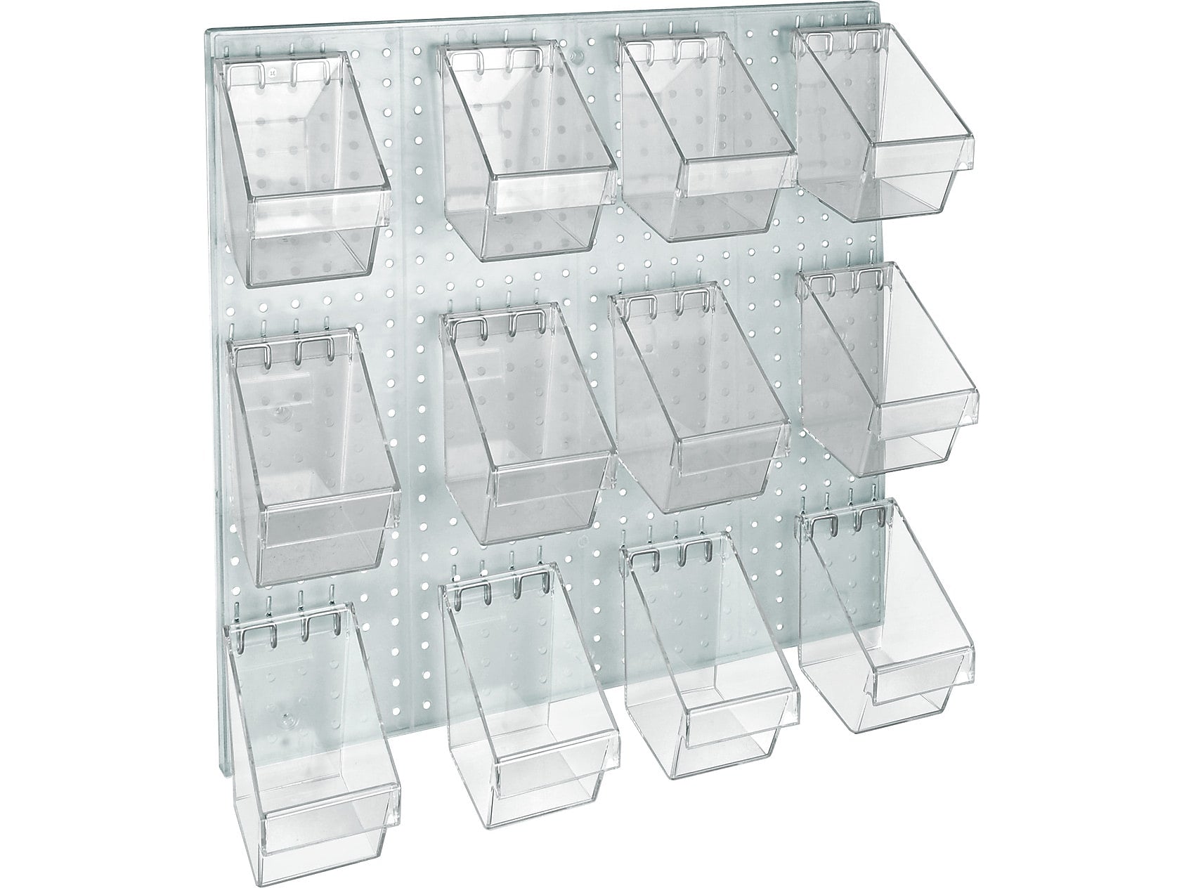 Azar 24" x 24" Pegboard 12 Mini Bucket Accessory Organizer Kit, White, Each (700685-WHT)