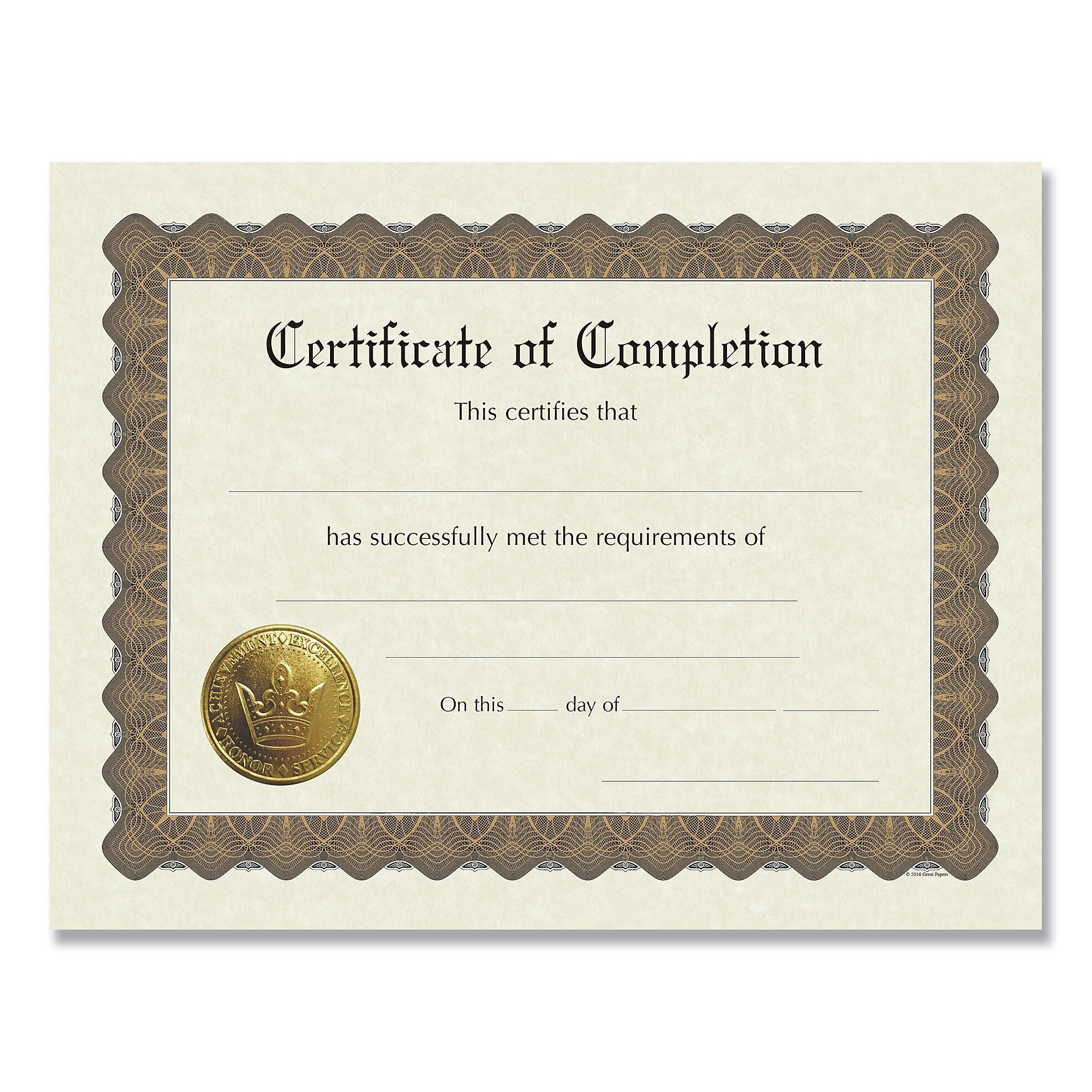 Great Papers! Ready-to-Use Certificates, Completion, 11 x 8.5, 6/Pack (COS930400)