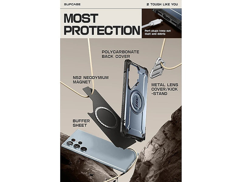 SUPCASE Unicorn Beetle MAG XT MagSafe Bumper Case for Samsung Galaxy S24 Ultra, Shock Absorbing, Metallic Blue (GXYS24U5GMXTTT)