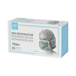 Medline Disposable N95 Flat Fold Adjustable Particulate Respirator Masks, White/Green, 210/Pack