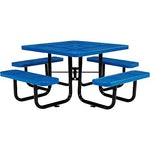 Global Industrial 46" Square Outdoor Steel Picnic Table, Perforated Metal, Blue (694551BL)