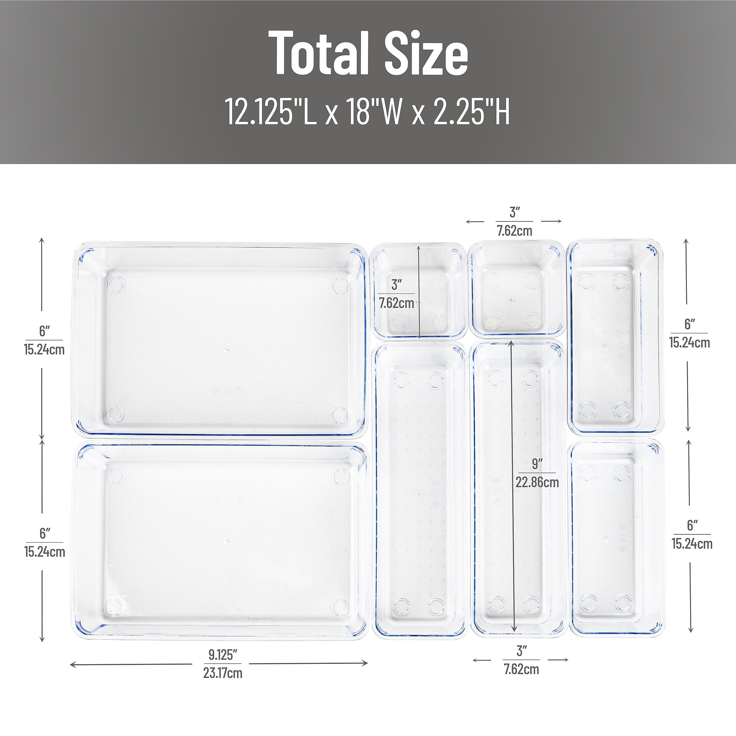 Mind Reader Stackable Plastic Desk Tray Set, Clear, 8 Pieces (DRORG8-CLR)