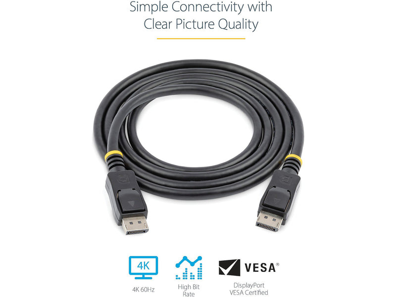 StarTech 6' 4K DisplayPort to DisplayPort Cable, Male to Male, Black, 10/Pack (DISPLPORT6L10PK)