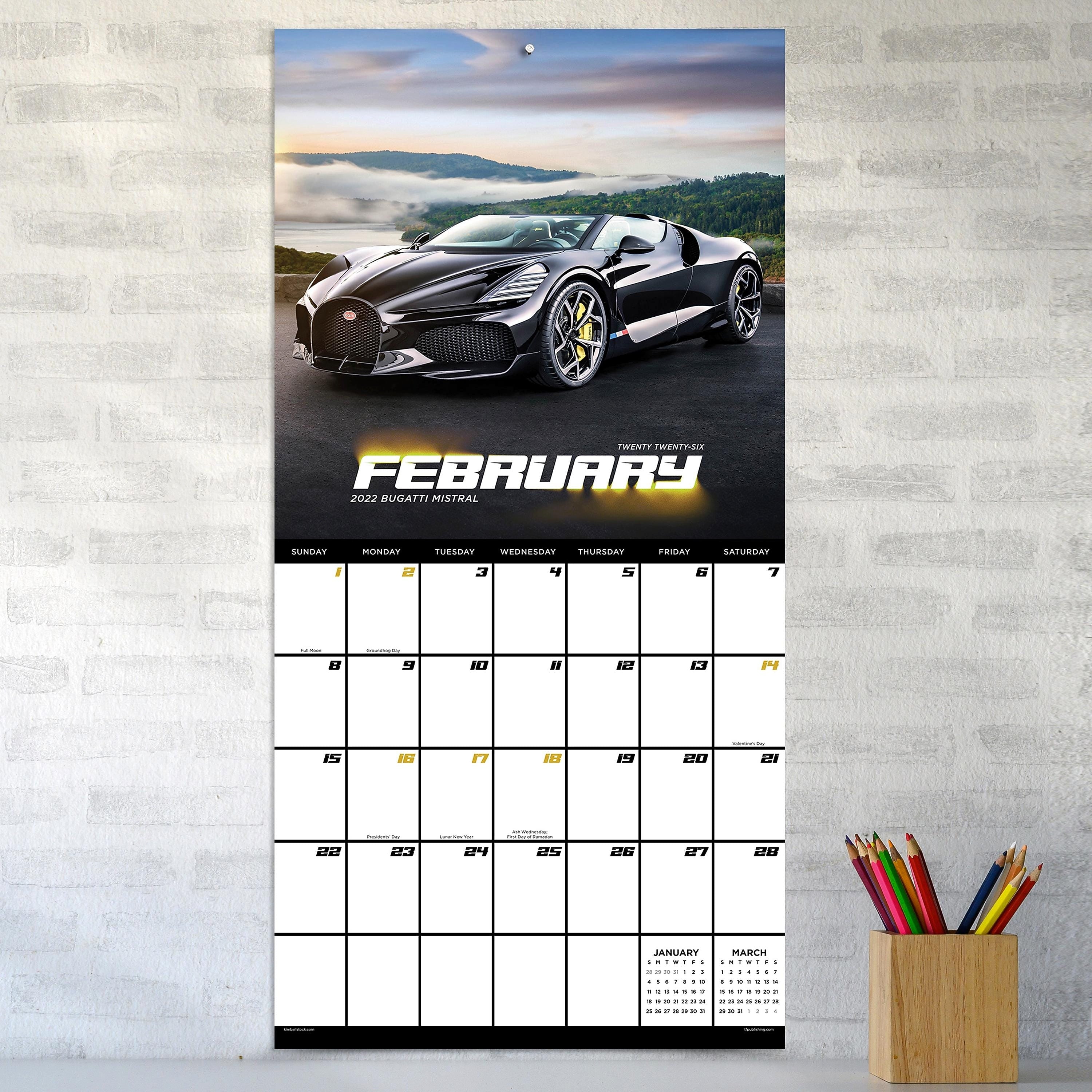 2026 TF Publishing Dream Cars 12" x 12" Monthly Wall Calendar, Multi (26-1008)