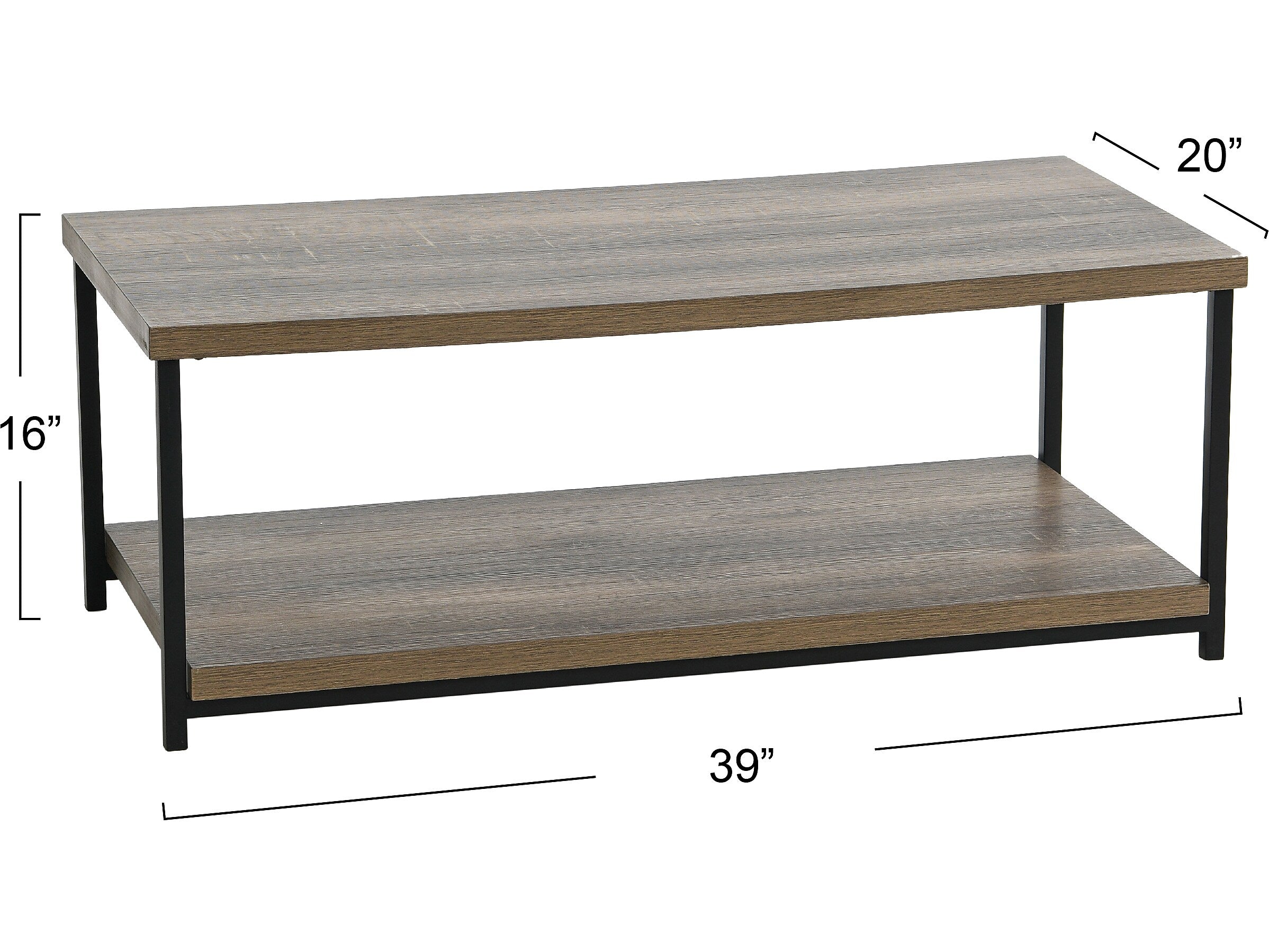 Household Essentials Jamestown 39"W x 20"D Laminate Coffee Table, Ashwood/Black (8084-1)