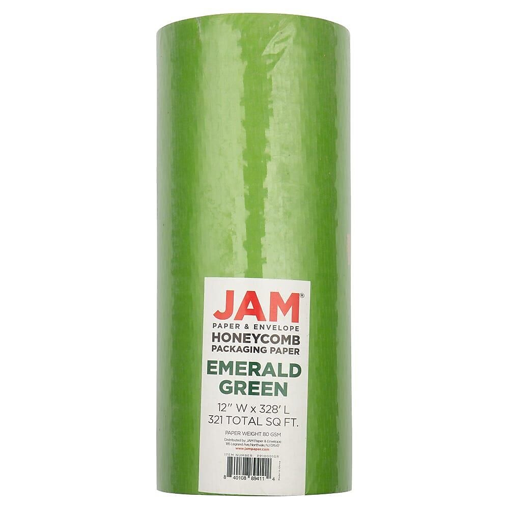 JAM PAPER Honeycomb Paper Roll, Emerald Green, 3" x 328' (PP10001GR)
