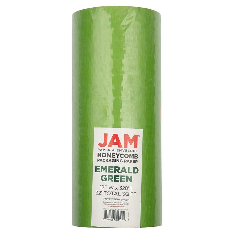 JAM PAPER Honeycomb Paper Roll, Emerald Green, 3" x 328' (PP10001GR)