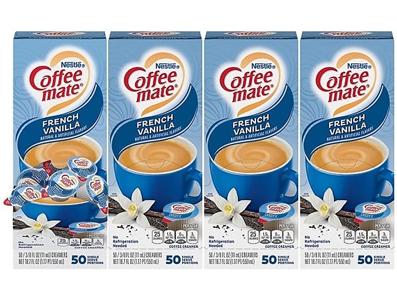Coffee mate French Vanilla Lactose Free Liquid Creamer, 0.38 fl. oz., 50/Dispenser, 4 Dispensers/Carton (NES35170)
