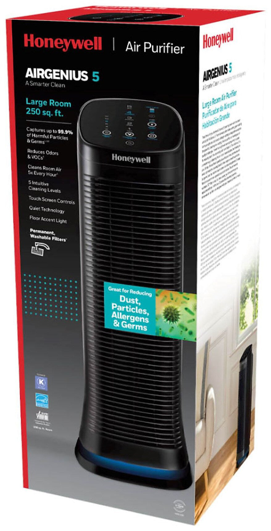 Honeywell AIRGENIUS 5 Electrostatic Air Purifier Filter, 12" x 2" x 7" (HFD320)