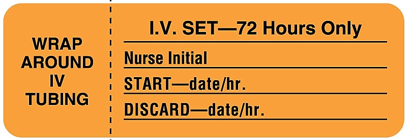 I.V. Tubing Change 72 Hours Label, 3" x 1"