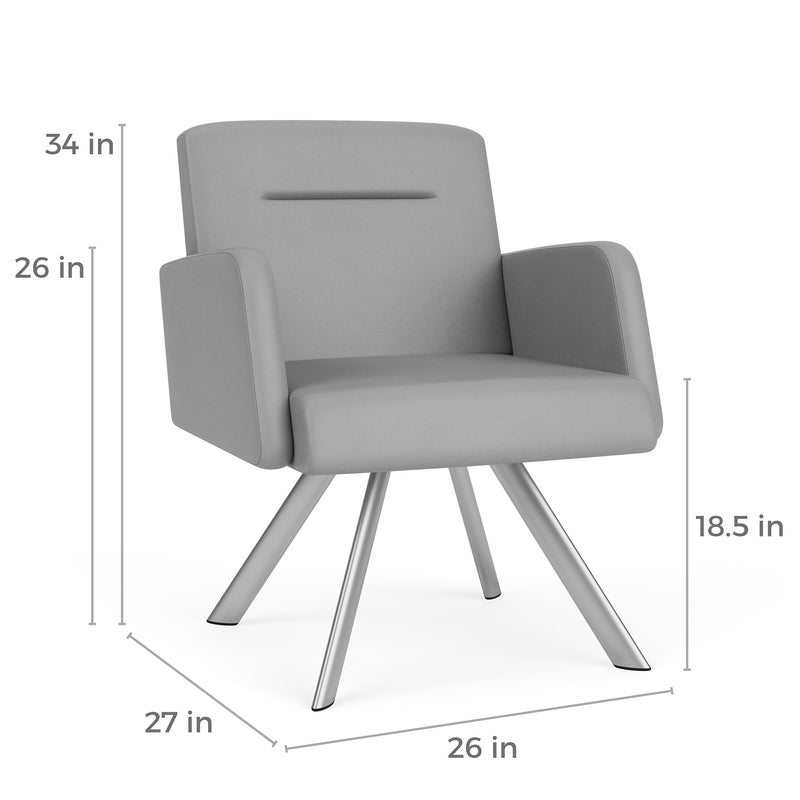 Lesro Willow Vinyl Lounge Chair, Patriot Plus Concrete/Adler Peppercorn/Black (WL1101.SBK-02PPCN.03PPCN.04ADPN)