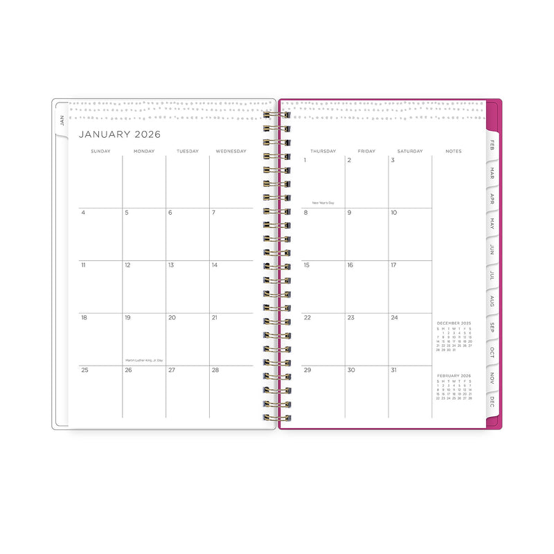 Planning Calendar KV Magenta Blooms PP 5x8 RY26 Wkly/Mthly Safety Wirebound -
