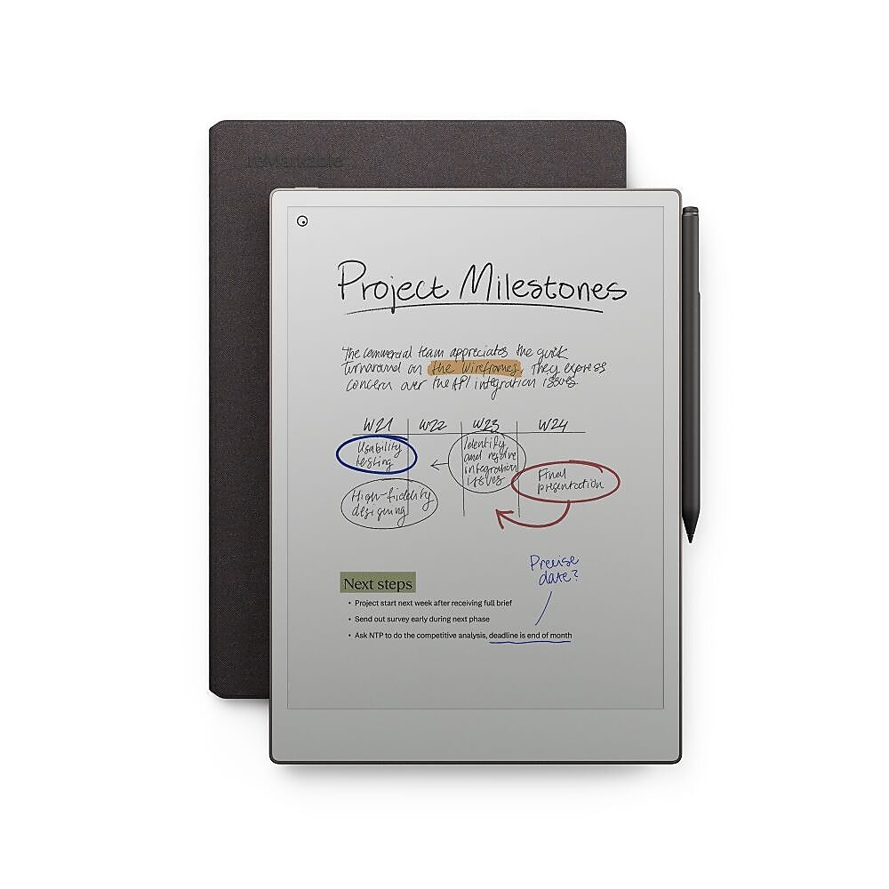 reMarkable Paper Pro 11.8" Tablet, WiFi, Linux, with Marker Plus & Mosaic Weave Basalt Bookfolio, Gray (RM83C-1001NW)