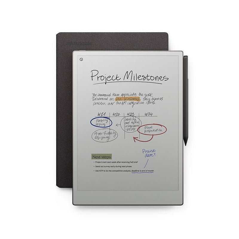 reMarkable Paper Pro 11.8" Tablet, WiFi, Linux, with Marker Plus & Mosaic Weave Basalt Bookfolio, Gray (RM83C-1001NW)
