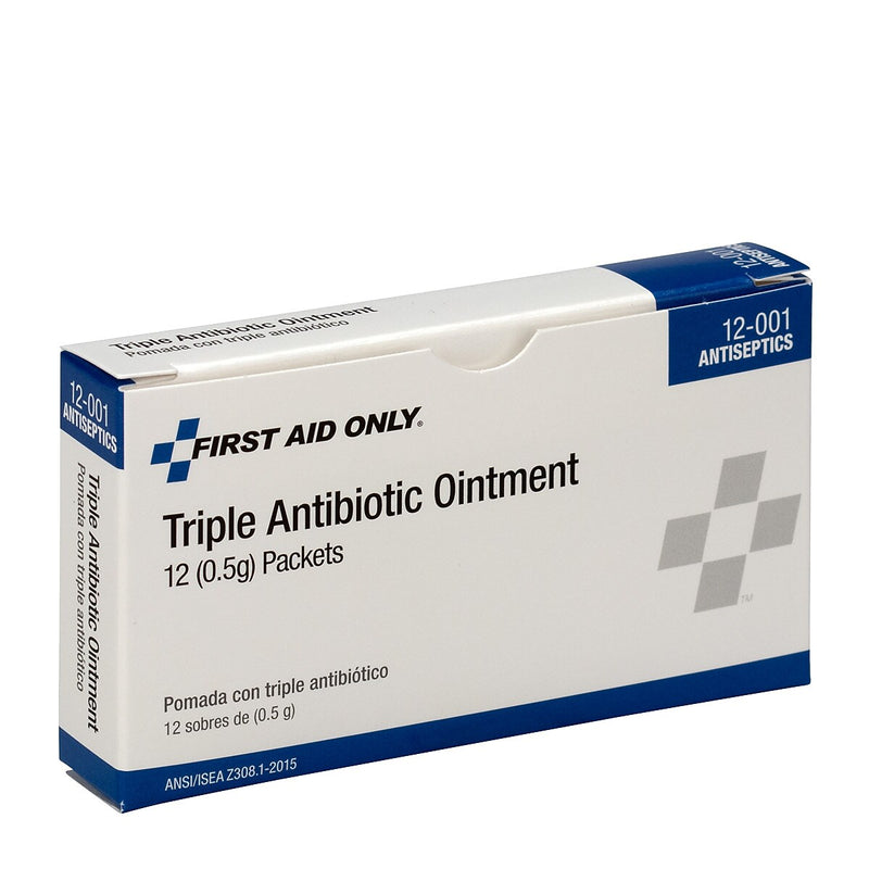 First Aid Only Triple Antibiotic Ointment Packets, 0.02 oz., 12/Box (12-001ST)