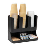 Mind Reader 6 Compartment 2-Tier Cup and Condiment Countertop Organizer, Black (UPRIGHT6-BLK)