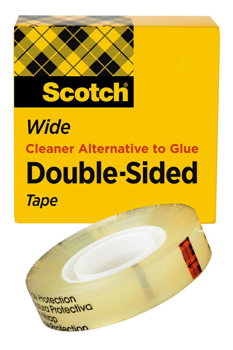 Scotch Double Sided Tape, Wide Width, 1" x 36 yds. (66511296)