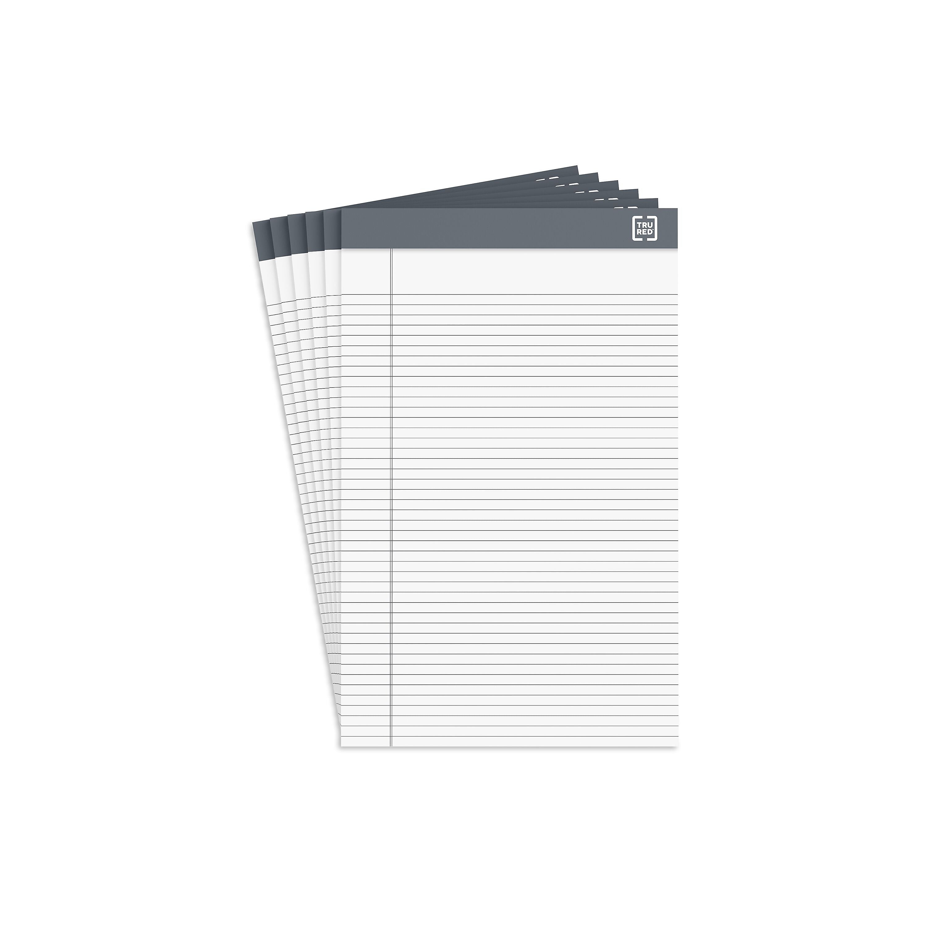 TRU RED™ Notepad, 5" x 8", Narrow Ruled, White, 50 Sheets/Pad, 6 Pads/Pack (TR57358)