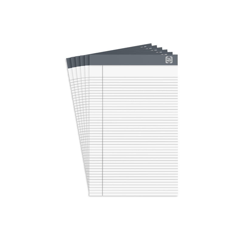 TRU RED™ Notepad, 5" x 8", Narrow Ruled, White, 50 Sheets/Pad, 6 Pads/Pack (TR57358)