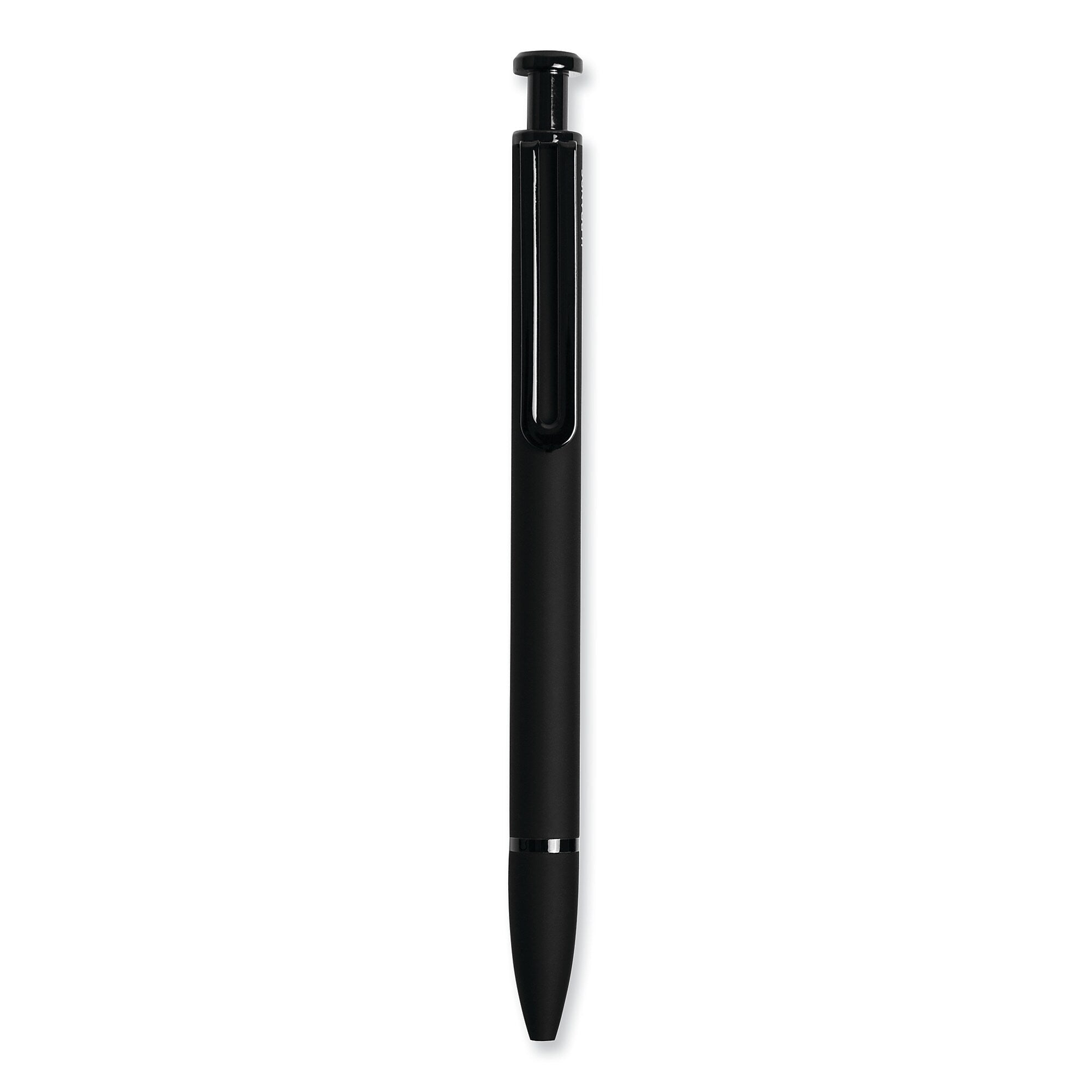 U Brands Monterey Soft Touch Ballpoint Pen, Retractable, Medium 1 mm, Black Ink, Midnight Barrel, 12/Pack