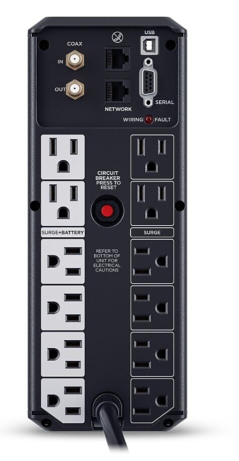 CyberPower Intelligent LCD UPS System, 1500VA/900W, 12 Outlets, 2 USB Ports, AVR, Mini Tower, Black (CP1500AVRLCD3)