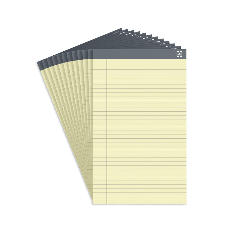 TRU RED™ Notepads, 8.5" x 14", Wide Ruled, Canary, 50 Sheets/Pad, 12 Pads/Pack (TR57371)