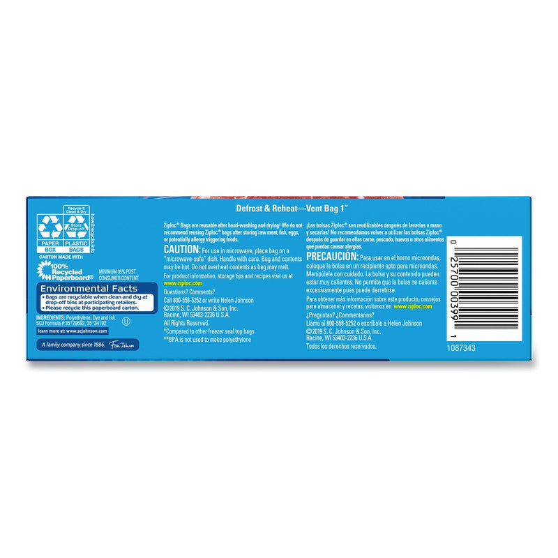Ziploc Zipper Freezer Bags, 1 pt, 7" x 5", Clear, 240/Carton (SJN314443)