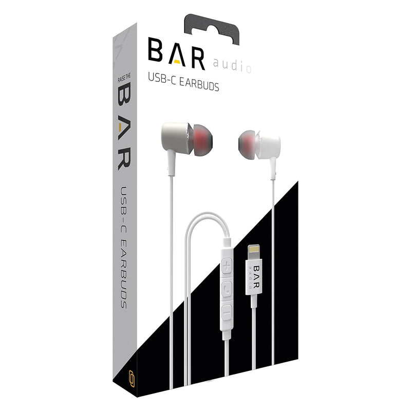 cellhelmet Bar Audio Earbuds, Lightning Connector, White (BAR-IN-EAR-LIGHT)