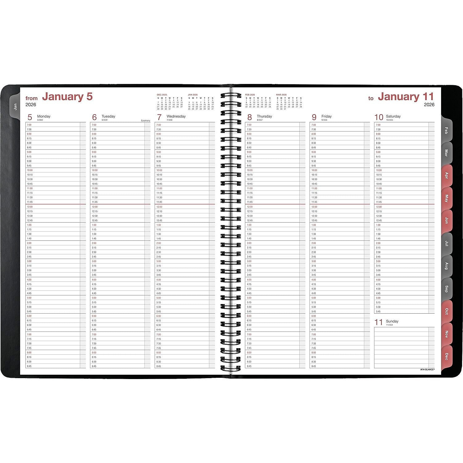 2026 AT-A-GLANCE 8" x 11" Weekly & Monthly Appointment Book, Faux Leather Cover, Black (33351-2601)