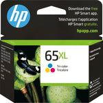 HP 65XL Tri-Color High Yield Ink Cartridge, Prints Up to 300 Pages (N9K03AN#140)