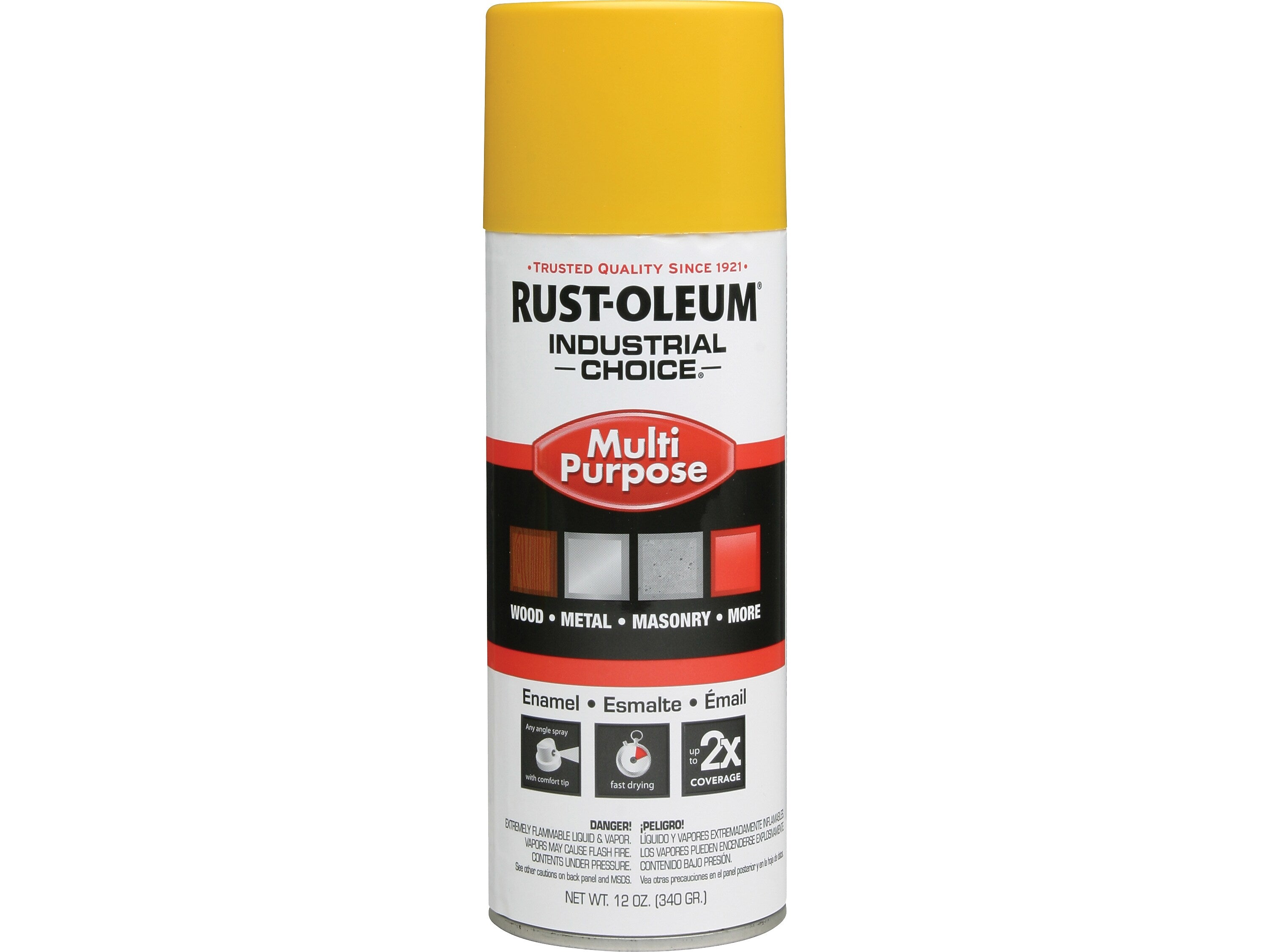 Rust-Oleum Industrial Choice Multipurpose Enamel Spray, OSHA Safety Yellow, 12 Oz., 6/Carton (1644830)