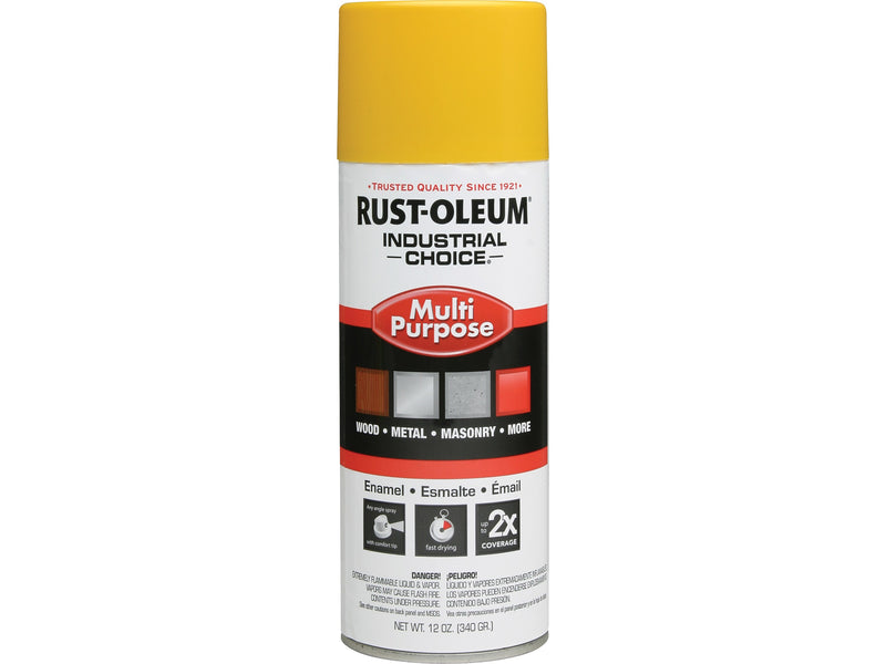 Rust-Oleum Industrial Choice Multipurpose Enamel Spray, OSHA Safety Yellow, 12 Oz., 6/Carton (1644830)