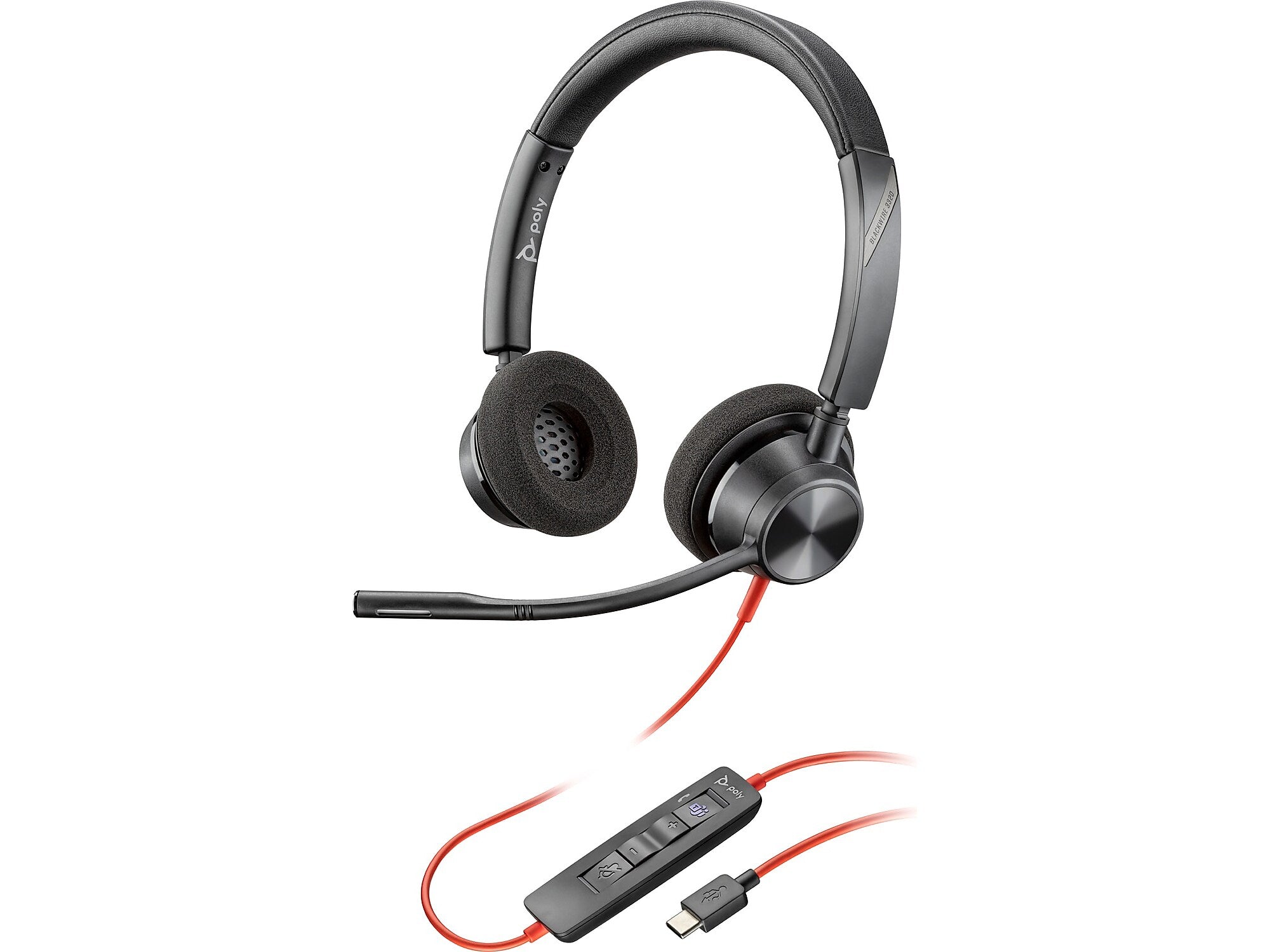 Poly Blackwire 3320 Stereo Headset, USB-C/USB-A, MS Certified/UC Certified (8X220AA)
