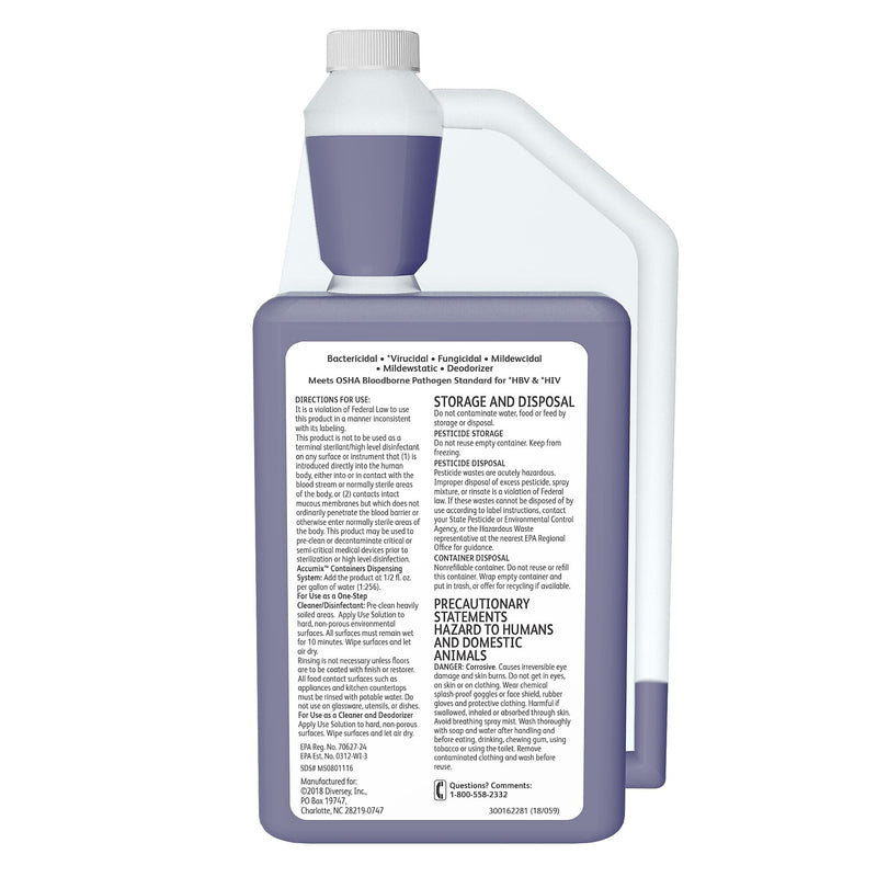 Diversey Virex II 256 One-Step Disinfectant Cleaner and Deodorant, 32 oz., 6/Carton (04331.)