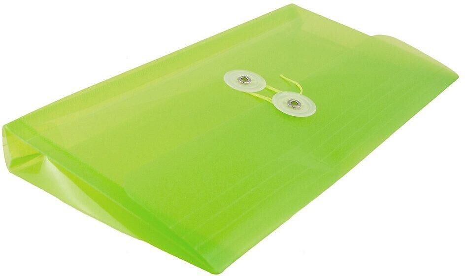 JAM Paper Premium Plastic Filing Envelope with Button & String Closure, Lime Green, 3/Pack (921B1LIX3)