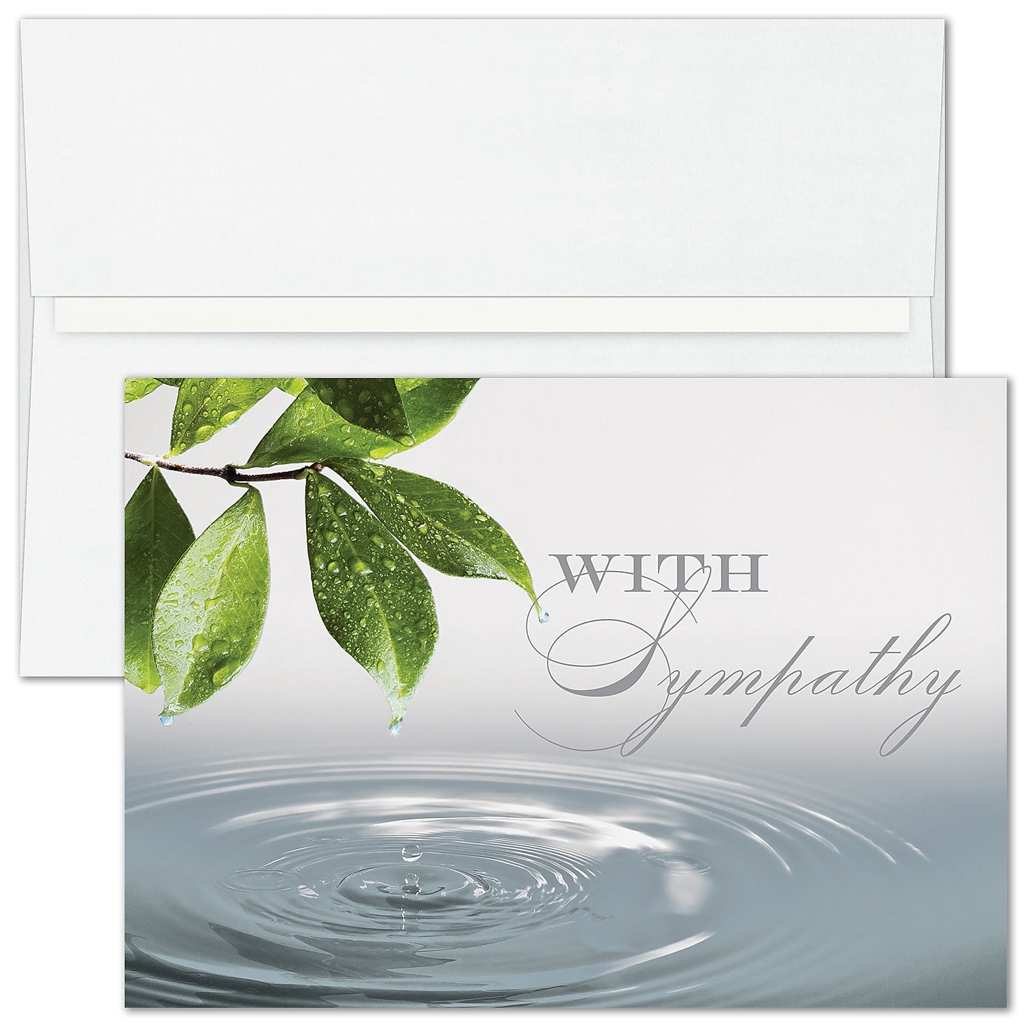 "Serene Water Drop" Sympathy Card w/ White Unlined Envelope, 25/BX