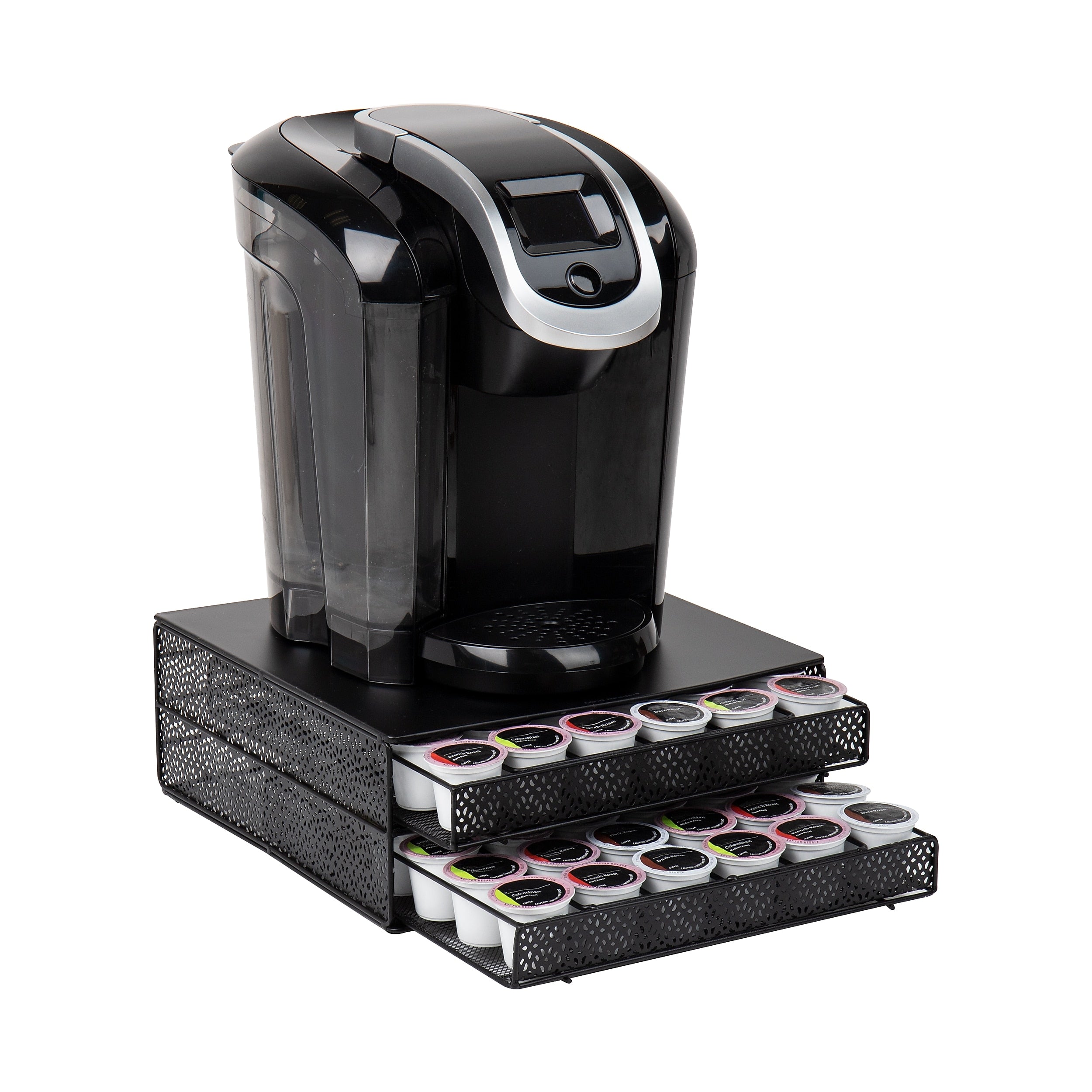 Mind Reader Plastic Coffee Pod Organizer with 2 Drawers, 72 Pod Capacity, Black (DBMTRAY-BLK)