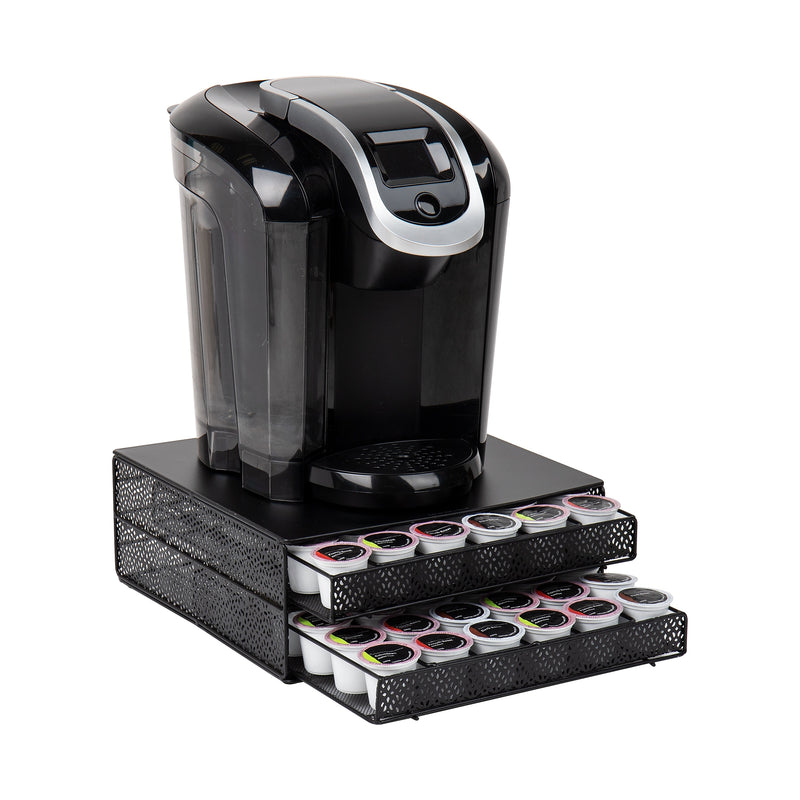 Mind Reader Plastic Coffee Pod Organizer with 2 Drawers, 72 Pod Capacity, Black (DBMTRAY-BLK)