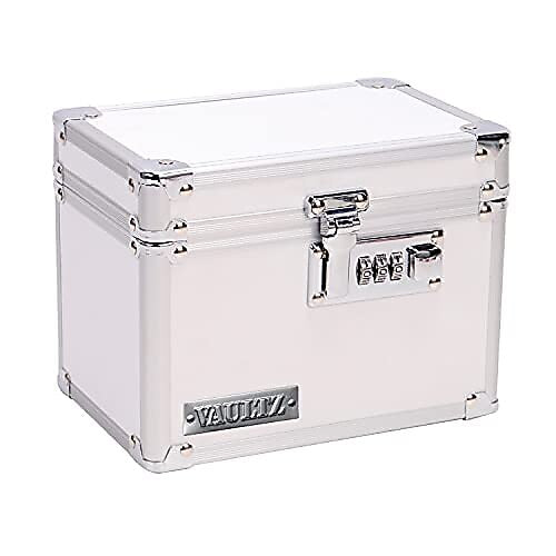 Vaultz Storage Container w/ Combination Lock, Plastic, White (VZ03962-CAM)