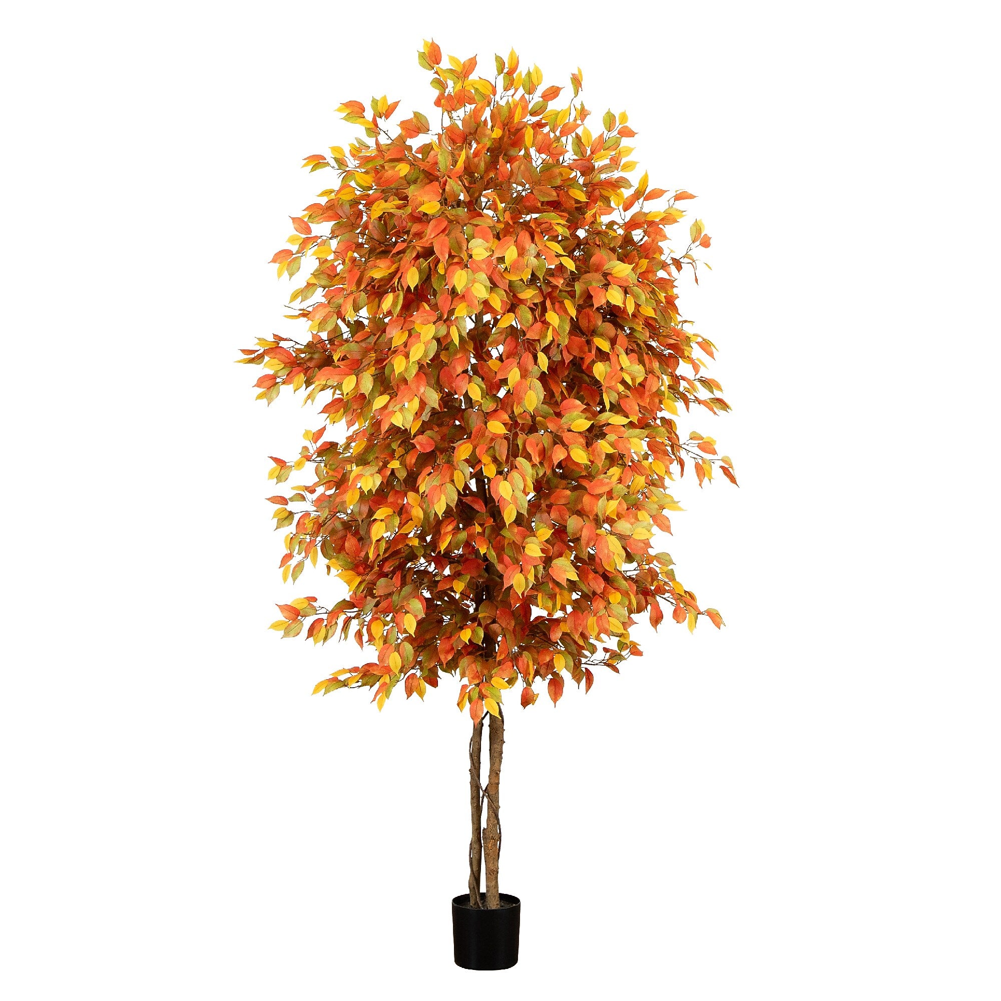 Nearly Natural 8' Autumn Ficus Artificial Fall Tree (T4767)