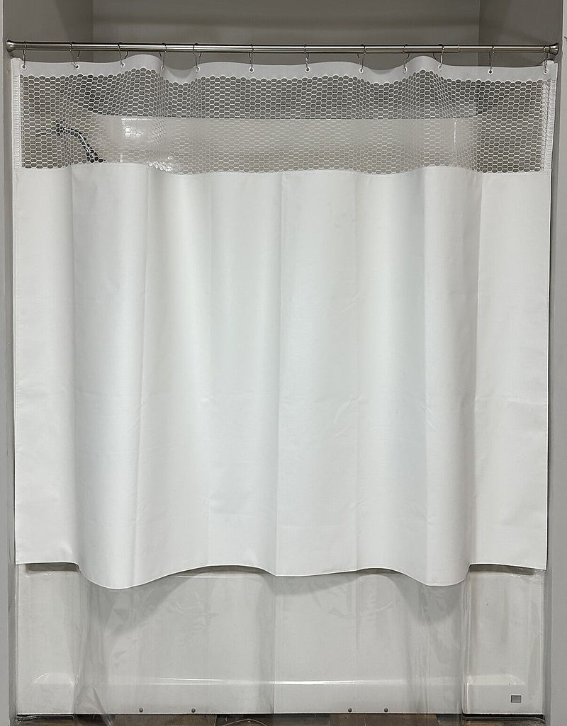 Gary Manufacturing PREA Compliant  70" x 72" Vinyl Shower Curtains, Grommets, White, 12/Case (STPSTDMHCFG)